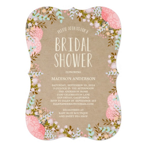retro flower themed bridal shower invitations