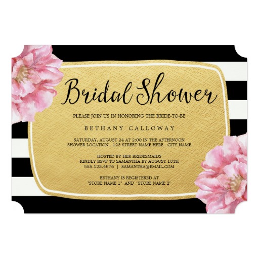 modern stylish floral invitations for bridal showe