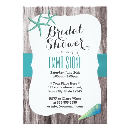  Beach theme Bridal Shower Invitations