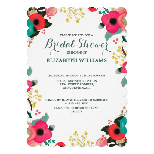 flower themed bridal shower invitations
