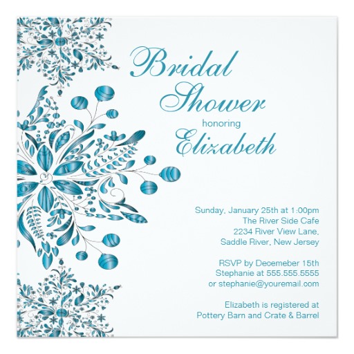 winter snowflake bridal shower invitations