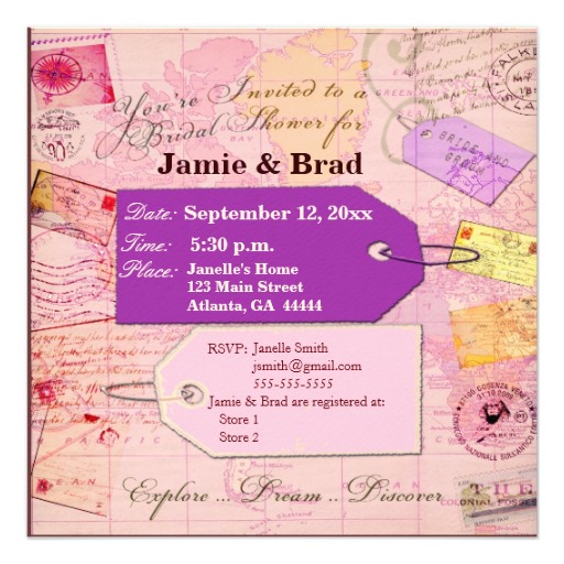 travel Couples Shower Invitations
