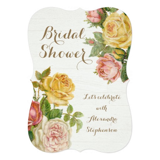 vintge flower themed bridal shower invitations