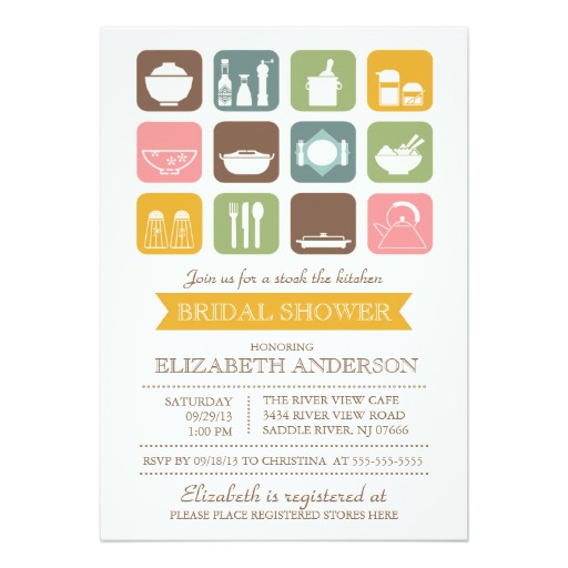 kitchen shower invitations with recipe card