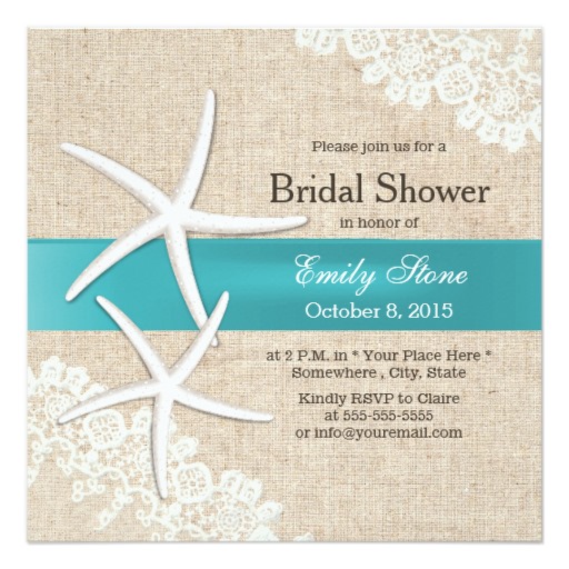  elegant Beach theme Bridal Shower Invitations